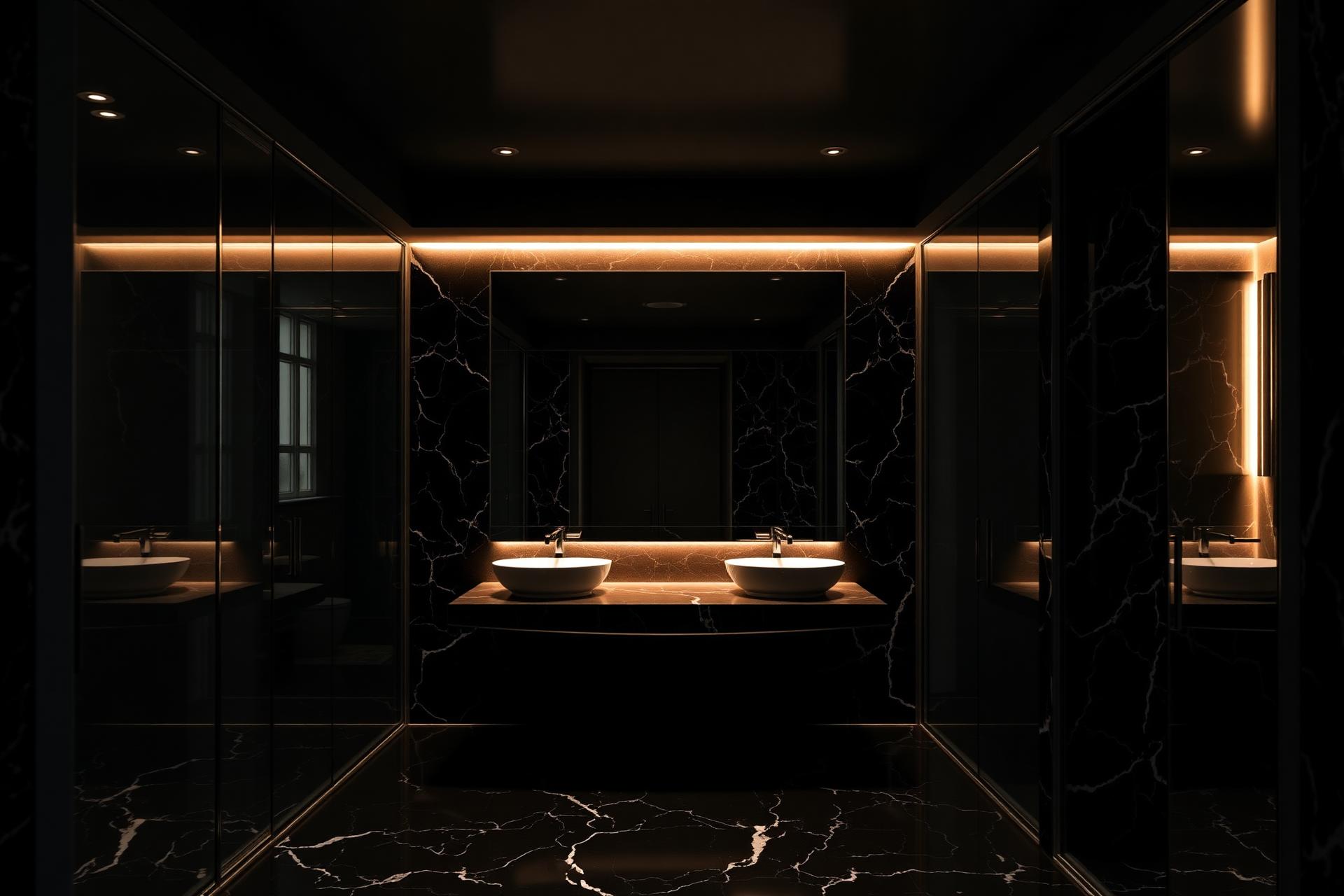 Luxurious black marble bathroom remodel by J&M Contractors